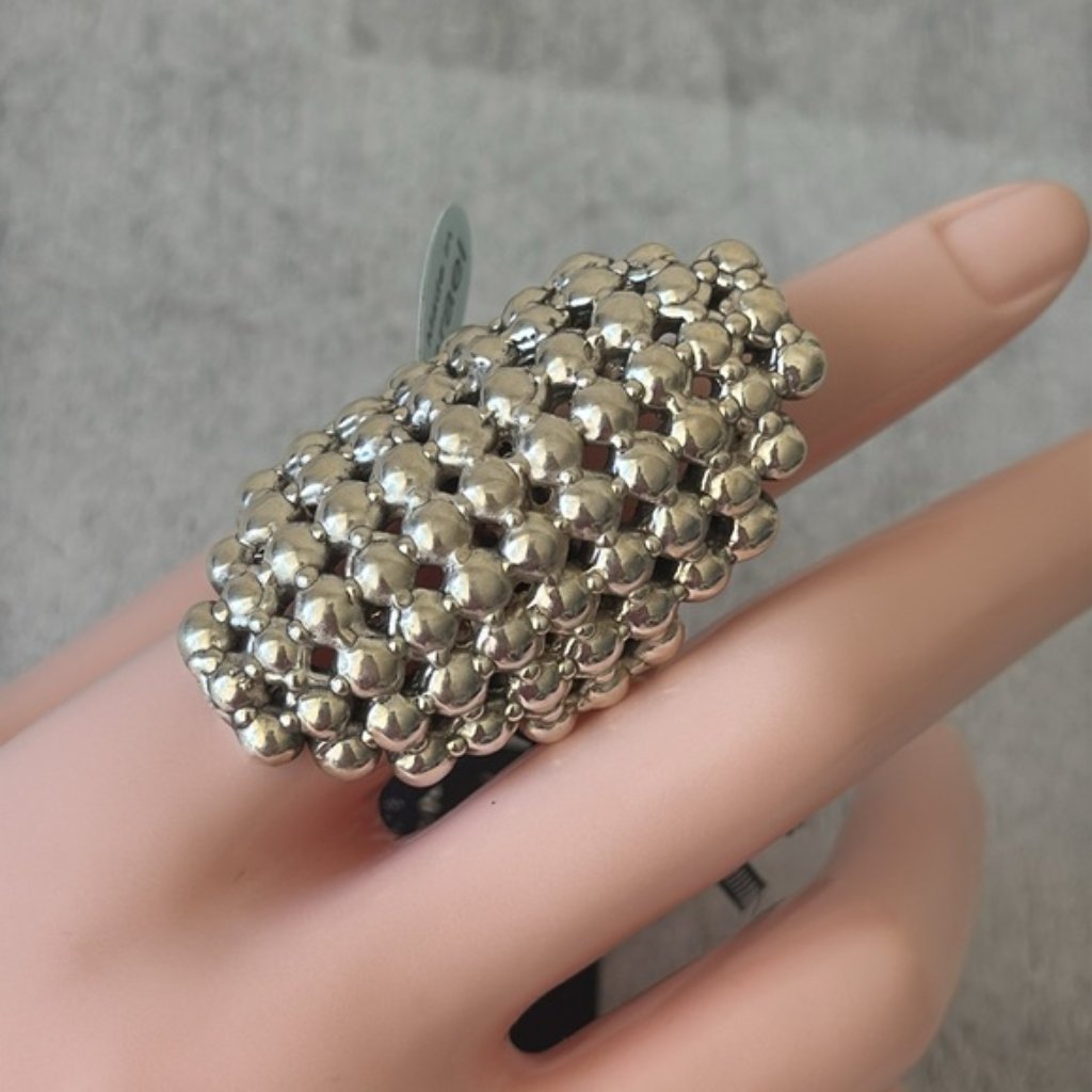 E&L Israel Statement Popcorn Ring Sterling Silver Electroform Sz. 7